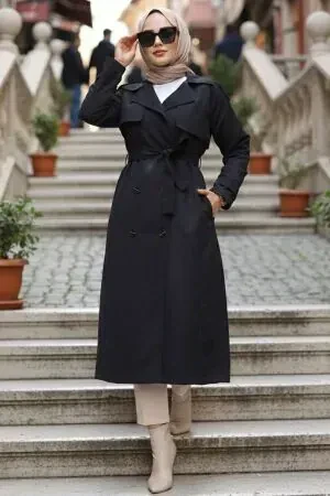 Modest Black Trench Coat 61261S - 1
