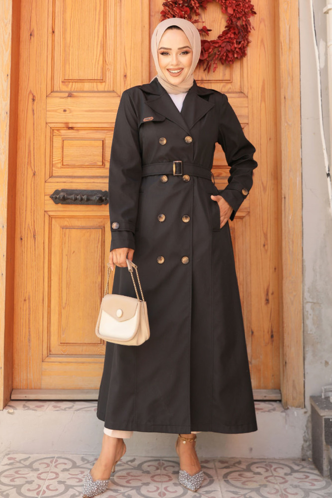 Modest Black Trench Coat 61500S - 1