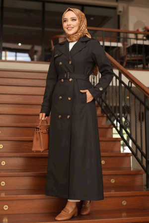 Modest Black Trench Coat 61500S - 1