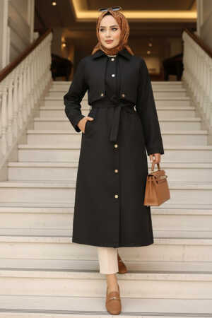 Modest Black Trench Coat 62131S - 1