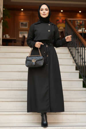 Modest Black Trench Coat 684S - 1