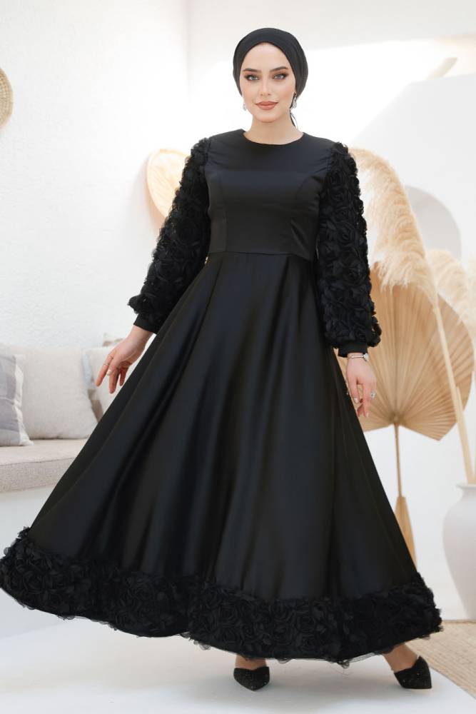Modest Black Wedding Dress 4661S - 1