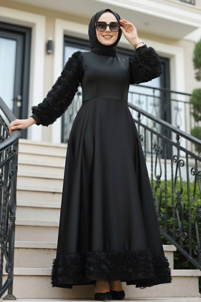 Modest Black Wedding Dress 4661S - 1