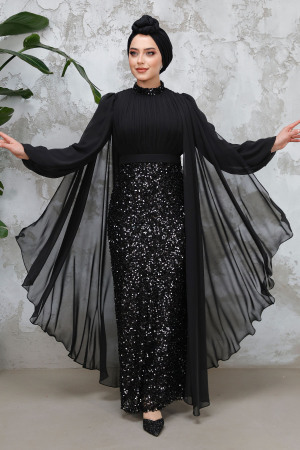 Modest Black Wedding Dress 50231S - 1
