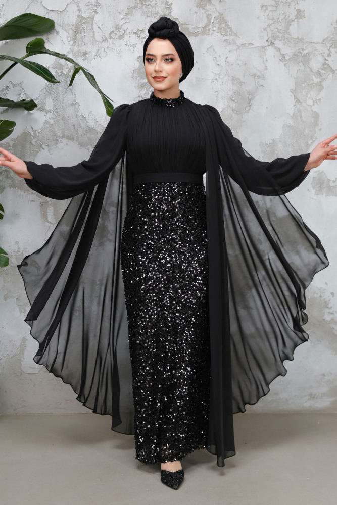 Modest Black Wedding Dress 50231S - 1