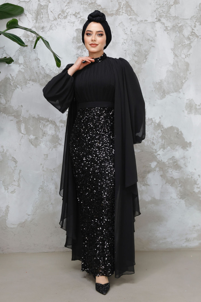 Modest Black Wedding Dress 50231S - 2