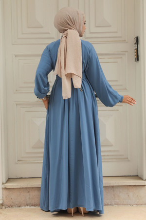 Modest Blue Abaya Dress 330104M - 3