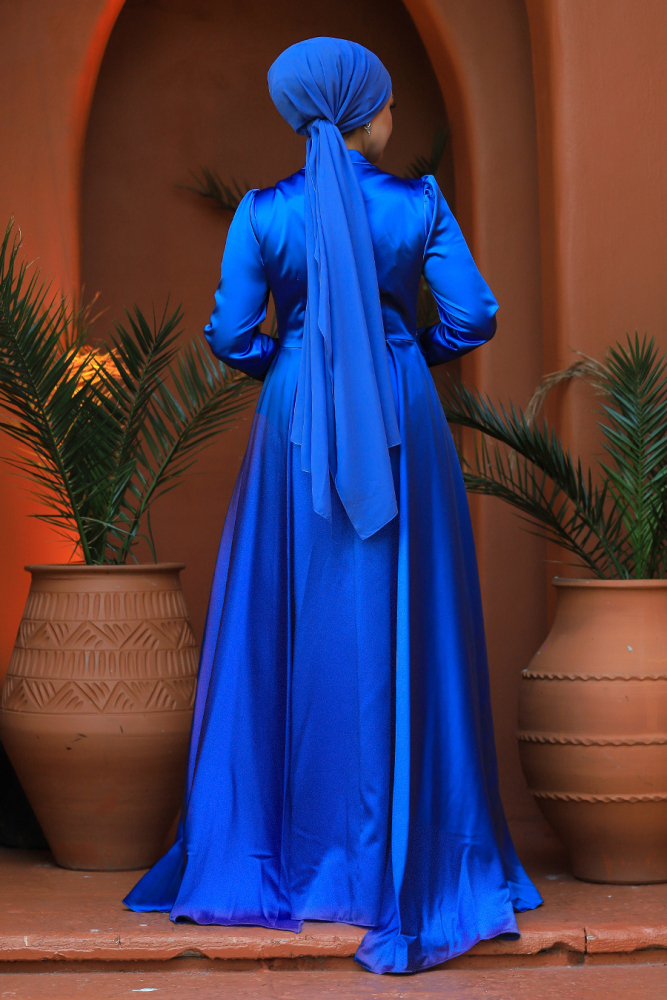 Modest Blue Bridesmaid Dress 25878M - 3