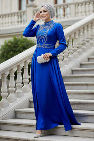 Modest Blue Bridesmaid Dress 25878M - 1
