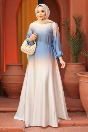 Modest Blue Bridesmaid Dress 42001M - 3