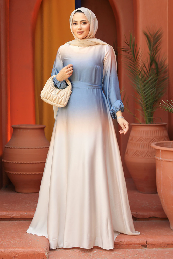 Modest Blue Bridesmaid Dress 42001M - 3