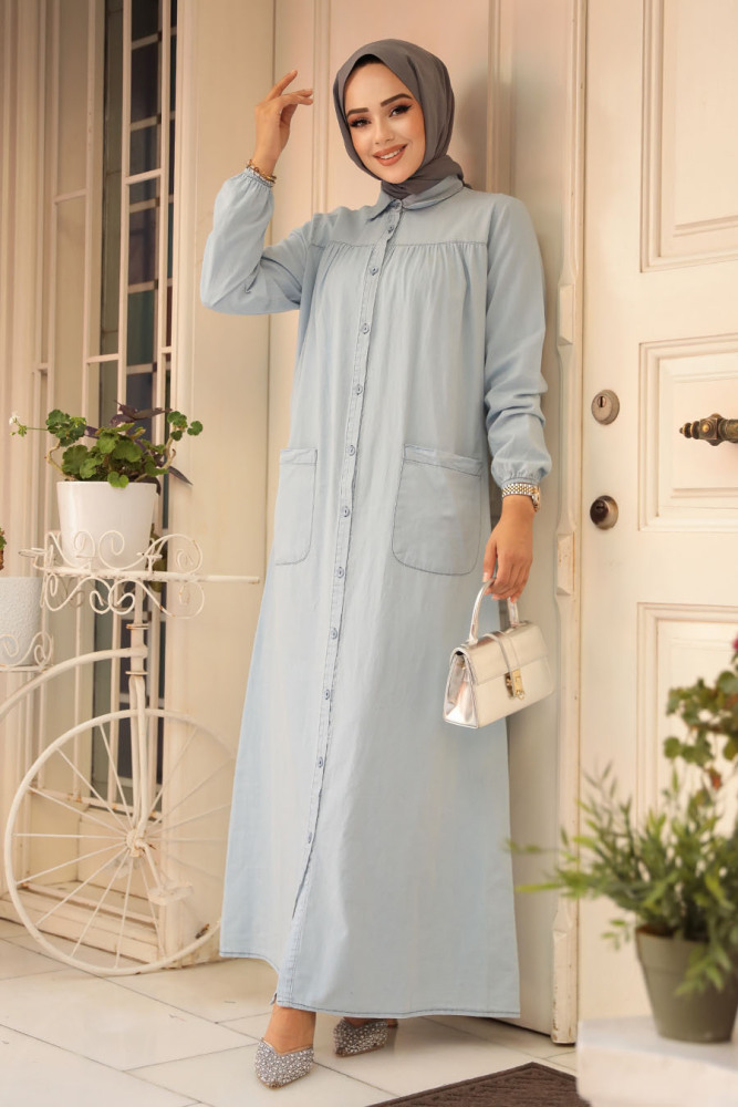 Modest Blue Denim Dress 10922M - 1