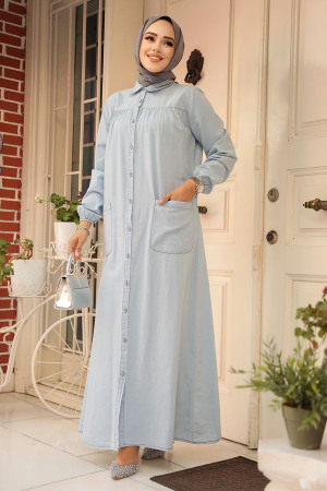 Modest Blue Denim Dress 10922M - 2