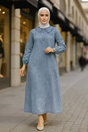 Modest Blue Denim Dress 19101M 