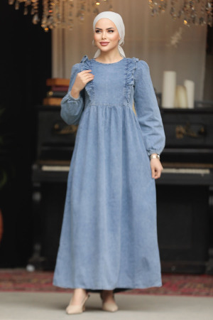 Modest Blue Denim Dress 19104M - 2