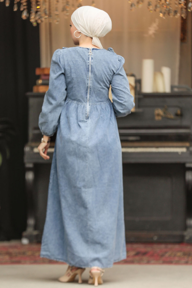 Modest Blue Denim Dress 19104M - 3