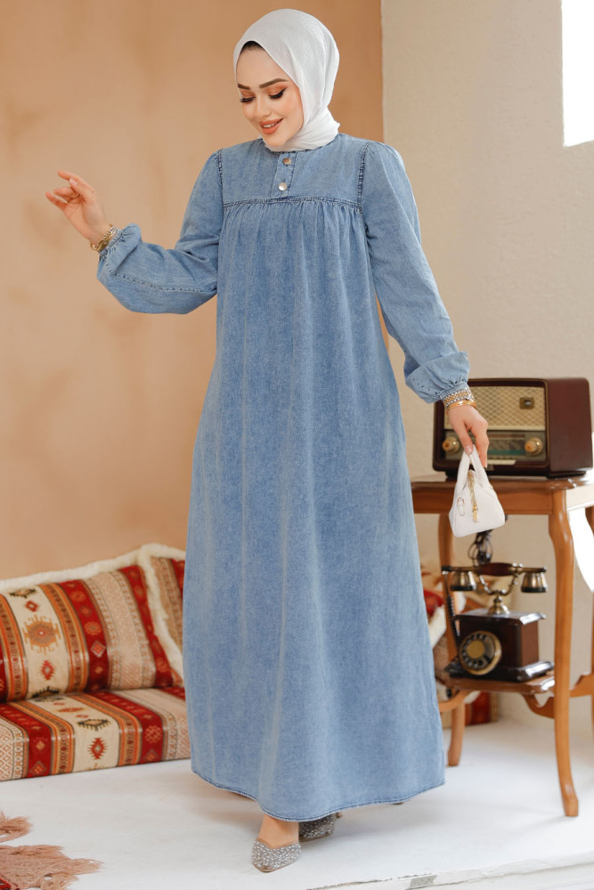 Modest Blue Denim Dress 19124M - 2