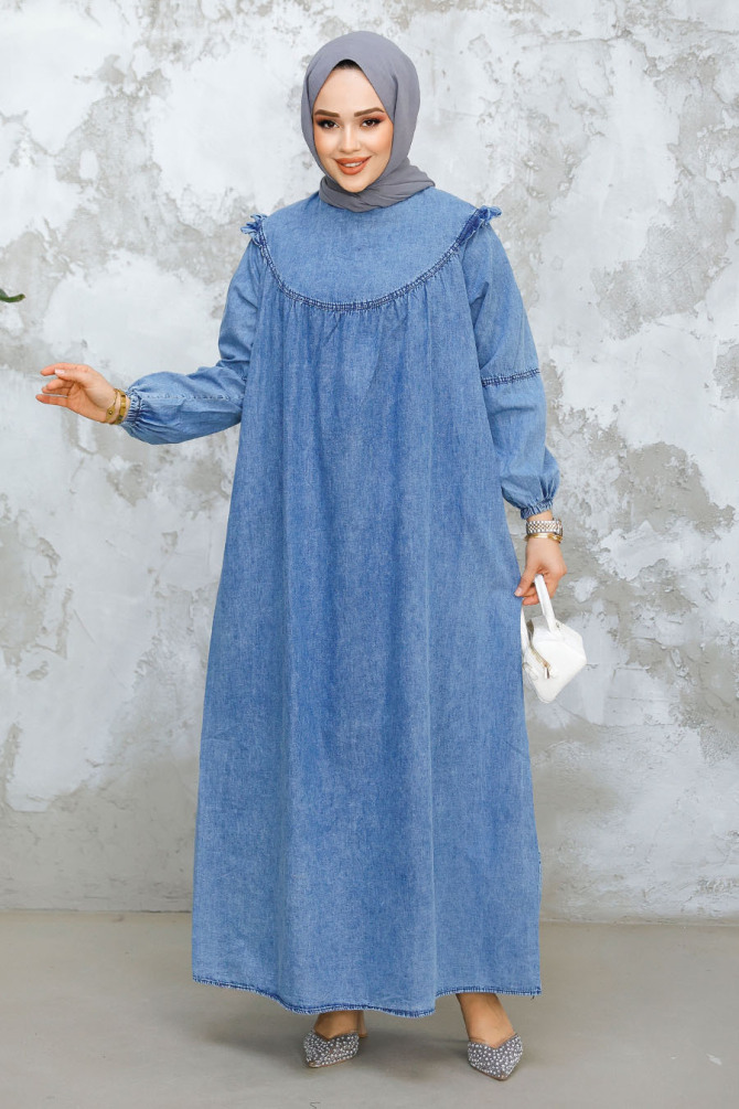 Modest Blue Denim Dress 19140M - 1