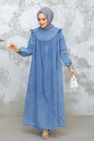 Modest Blue Denim Dress 19140M - 2