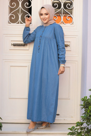 Modest Blue Denim Dress 23412M - 2
