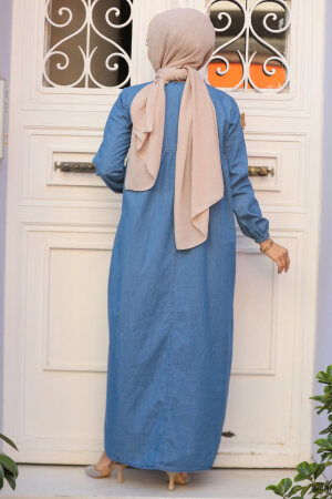 Modest Blue Denim Dress 23412M - 3
