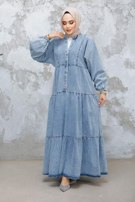 Modest Blue Denim Dress 23691M - 3