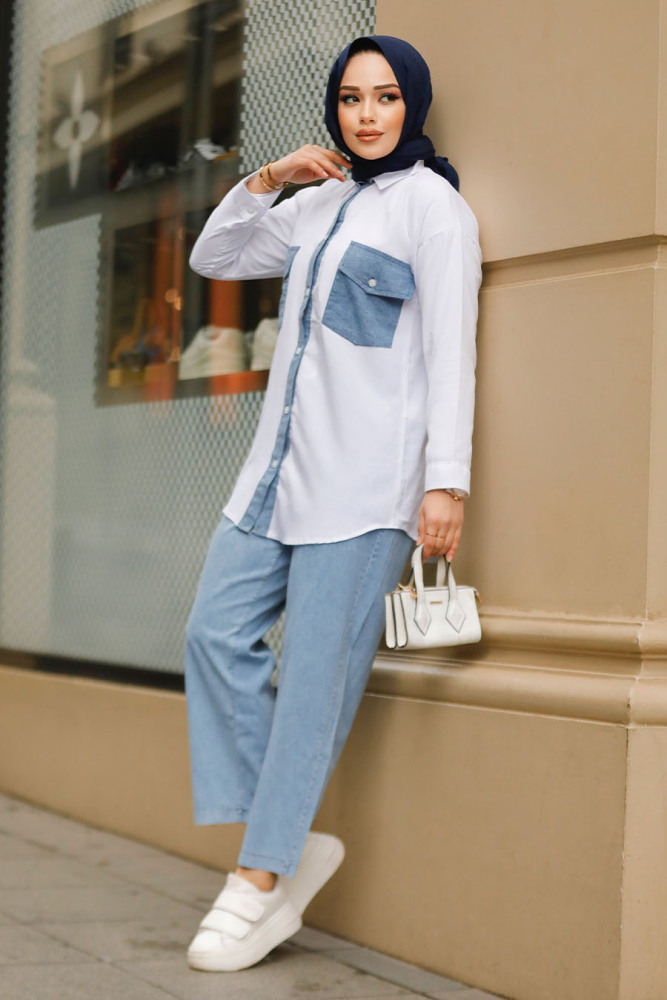 Modest Blue Denim Dual Suit 19109M - 1