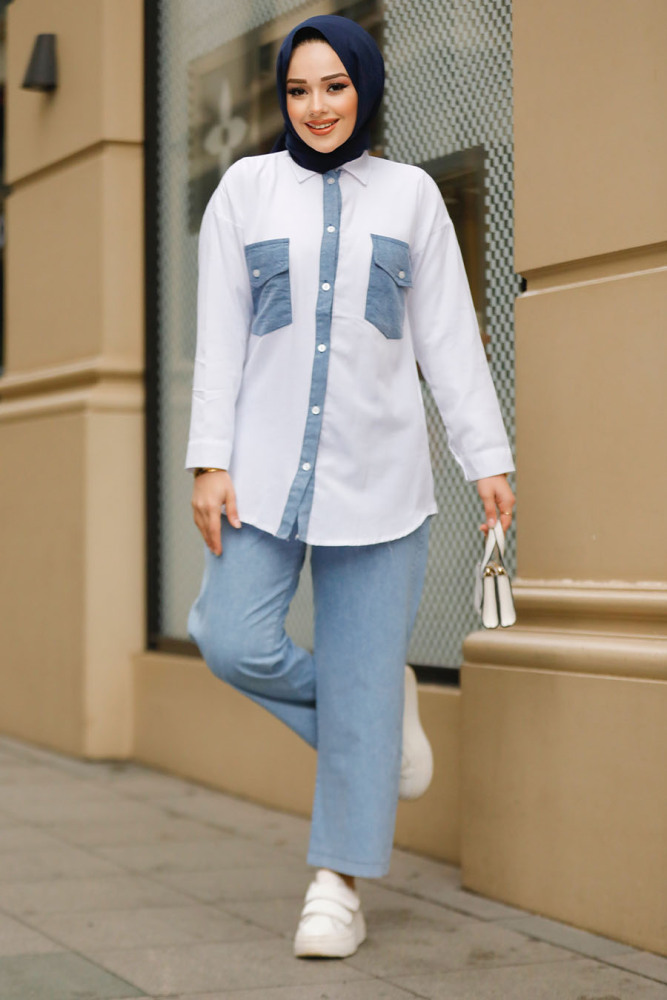 Modest Blue Denim Dual Suit 19109M - 2