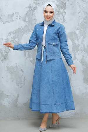 Modest Blue Denim Dual Suit 44641M - 1