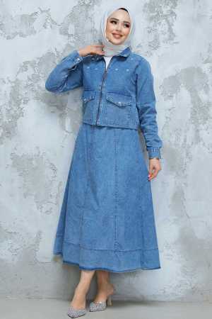 Modest Blue Denim Dual Suit 44641M - 2