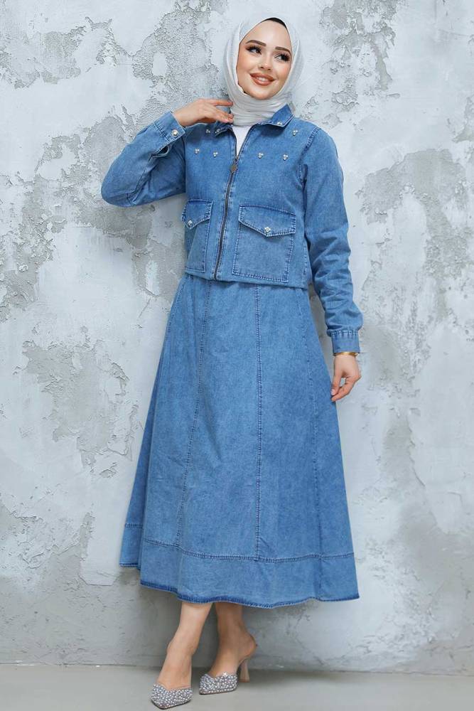 Modest Blue Denim Dual Suit 44641M - 2