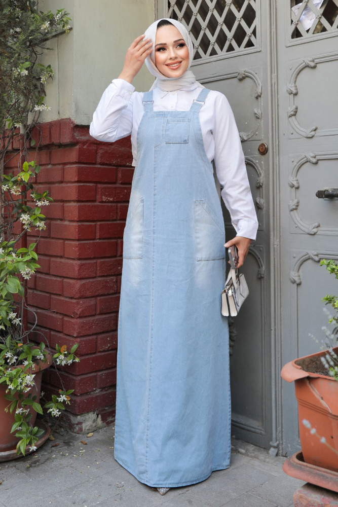 Modest Blue Denim Salopet Dress 19020M - 2