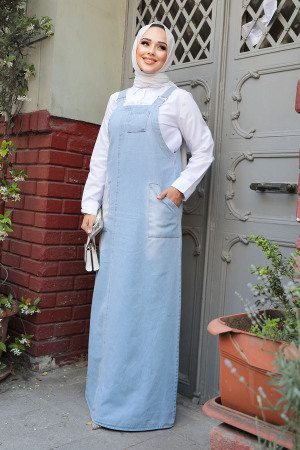 Modest Blue Denim Salopet Dress 19020M - 1