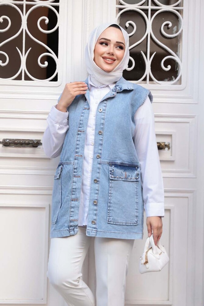 Modest Blue Denim Vest 20444M - 2