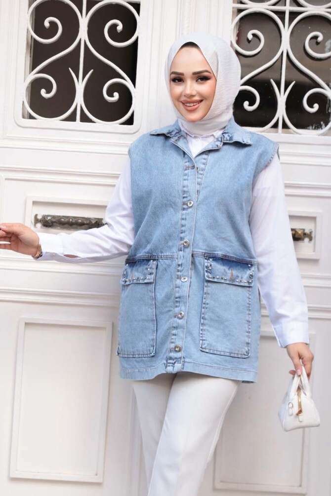 Modest Blue Denim Vest 20444M - 1