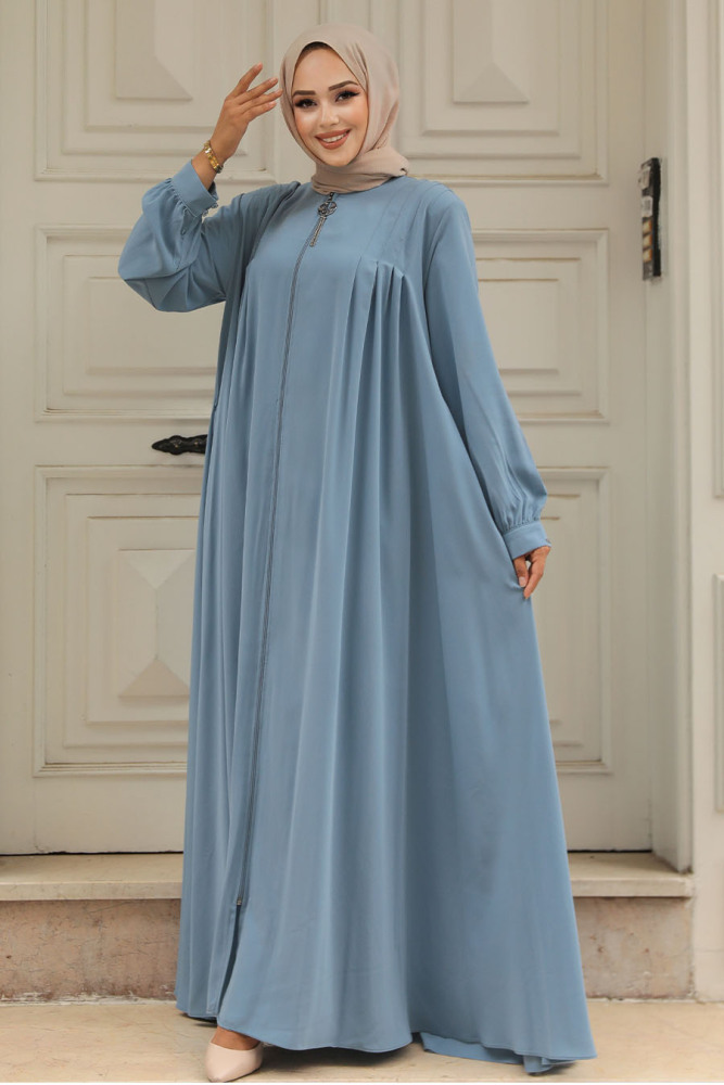 Modest Blue Dubai Abaya 520180M - 2