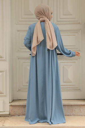 Modest Blue Dubai Abaya 520180M - 3