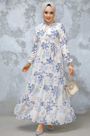 Modest Blue Floral Maxi Dress 22054M - 1