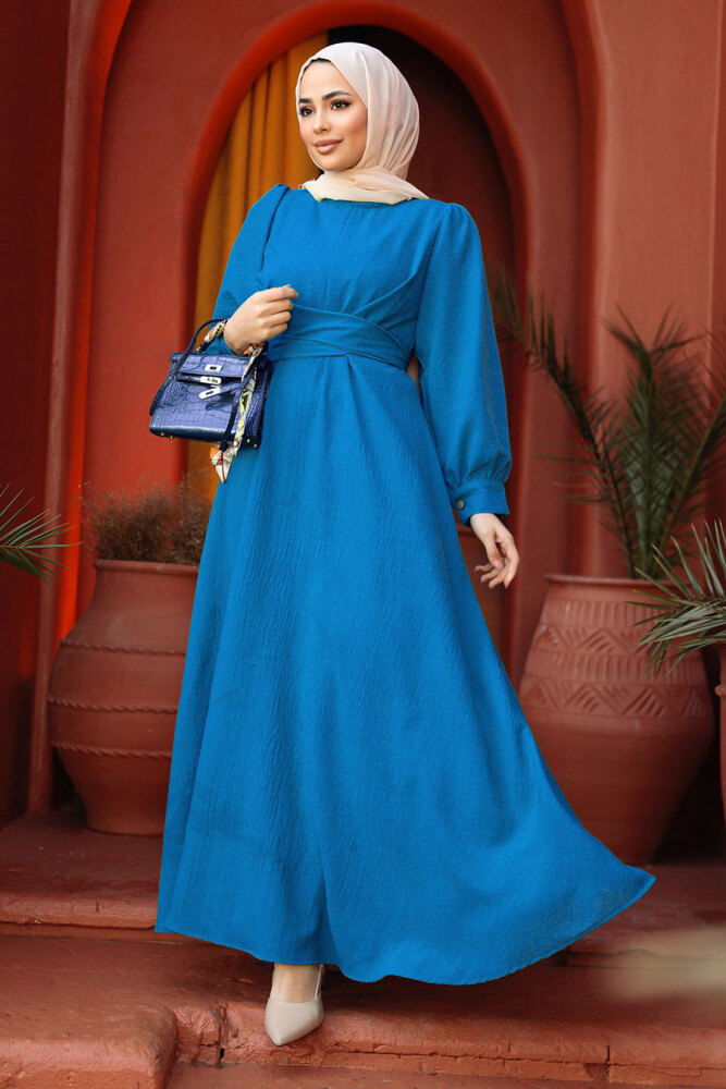 Modest Blue Long Dress 3034M - 1