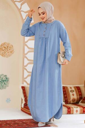 Modest Blue Maxi Denim Dress 19121M - 1