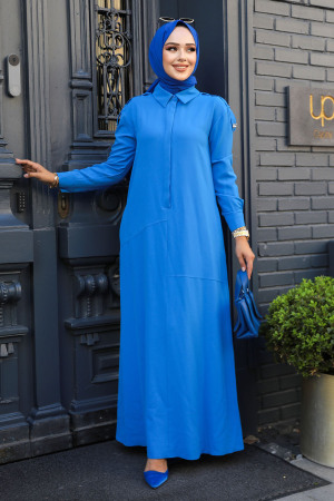 Modest Blue Maxi Dress 12501M - 2