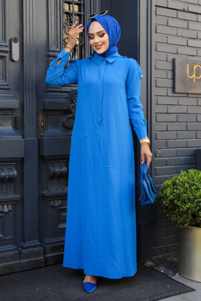 Modest Blue Maxi Dress 12501M - 3