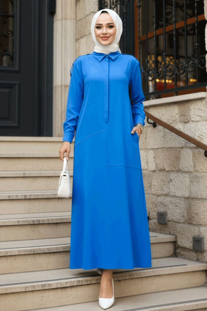 Modest Blue Maxi Dress 12501M - 1