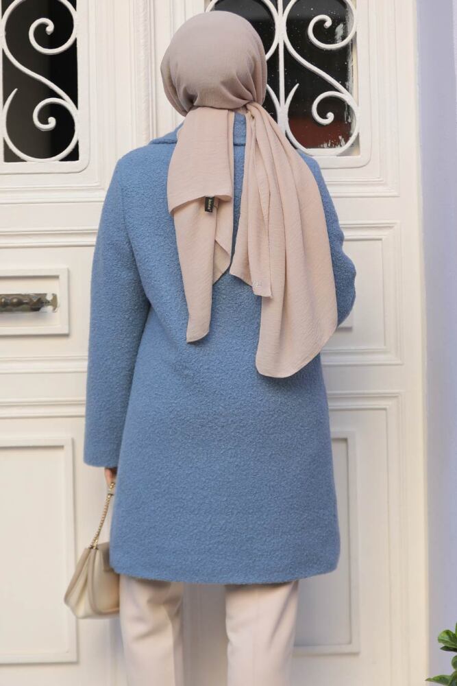 Modest Blue Stamp Coat 72351M - 3