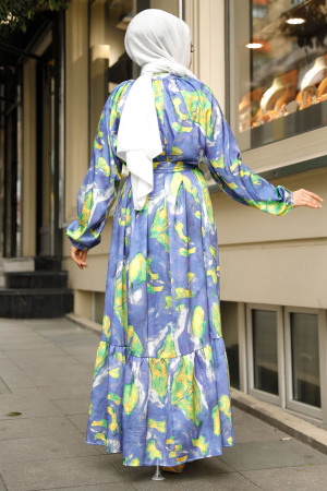 Modest Blue Summer Dress 23154M - 4