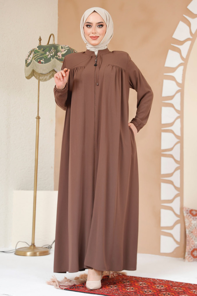Modest Brown Abaya 45290KH - 2
