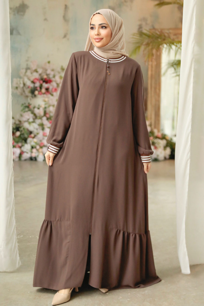 Modest Brown Abaya Dubai 45276KH - 2