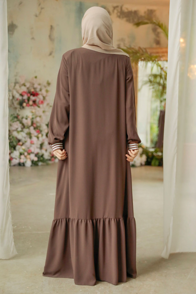 Modest Brown Abaya Dubai 45276KH - 4