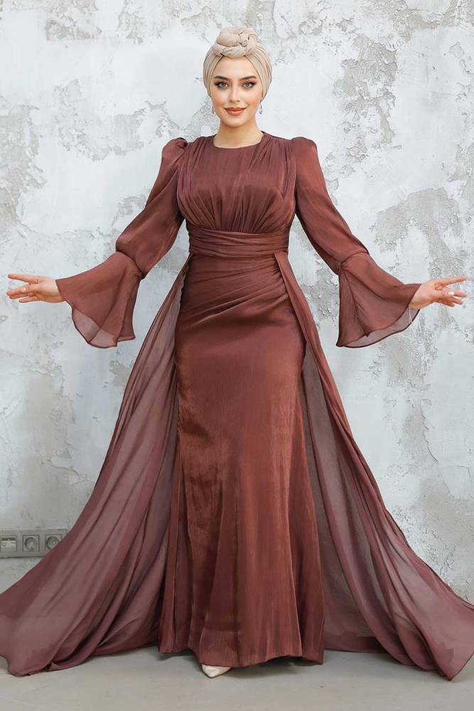 Modest Brown Bridesmaid Dress 4986KH - 1