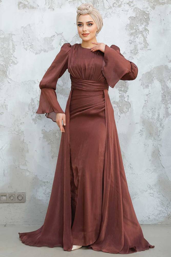 Modest Brown Bridesmaid Dress 4986KH - 3